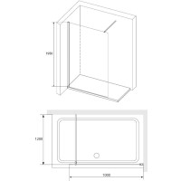 Душевая стенка RGW WA-010B Walk In, 100 см, стекло прозрачное, профиль черный, 351001010-14