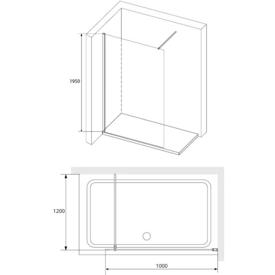 Душевая стенка RGW WA-010W Walk In, 100 см, стекло прозрачное, профиль белый, 351001010-15