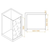 Душевая стенка RGW WA-010B Walk In, 100 см, стекло тонированное, профиль черный, 351001010-34