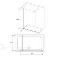 Душевая стенка RGW WA-010G Walk In, 110 см, стекло прозрачное, профиль золото, 351001011-16