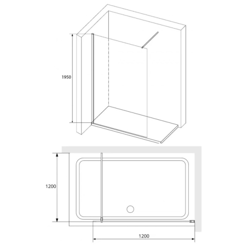Душевая стенка RGW WA-010 Walk In, 120 см, стекло прозрачное, профиль хром, 351001012-11