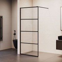 Душевая стенка RGW Walk In WA-019B, 351001980-84, со свободным входом, 80 см, стекло прозрачное с рисунком, профиль черный