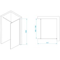 Душевая стенка RGW WA-002B Walk In, 60 см, стекло прозрачное, профиль черный, 35100206-14