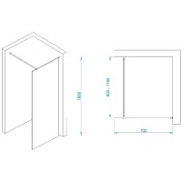 Душевая стенка RGW WA-002B Walk In, 70 см, стекло матовое сатинат, профиль черный, 35100207-24