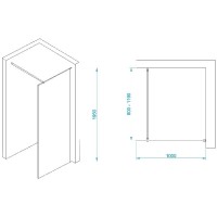 Душевая стенка RGW WA-002B Walk In, 100 см, стекло матовое сатинат, профиль черный, 35100210-24