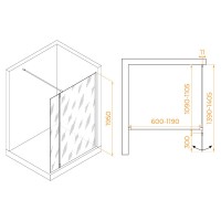Душевой уголок RGW WA-050 (WA-002 + Z-070) Walk In 351005013-11, 120 x 110 см, распашная створка, стекло прозрачное, профиль хром