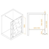 Душевой уголок RGW WA-050B (WA-002B + Z-070B) Walk In 351005023-14, 120 x 120 см, распашная створка, стекло прозрачное, профиль черный матовый
