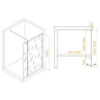 Душевой уголок RGW WA-051 (WA-010 + Z-071) Walk In 351005103-11, 120 x 100 см, распашная створка, стекло прозрачное, профиль хром