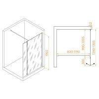 Душевой уголок RGW WA-051Gb, 351005103-16, 100 см + 30 см х 120 см, Walk In, стекло прозрачное, профиль золото brush