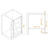 Душевой уголок RGW WA-051 (WA-010 + Z-071) Walk In 351005113-11, 120 x 110 см, распашная створка, стекло прозрачное, профиль хром