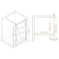 Душевой уголок RGW WA-051Gb, 351005113-16, 110 см + 30 см х 120 см, Walk In, стекло прозрачное, профиль золото brush