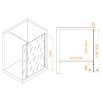 Душевой уголок RGW WA-051B (WA-010B + Z-071B) Walk In 351005123-14, 120 x 120 см, распашная створка, стекло прозрачное, профиль черный