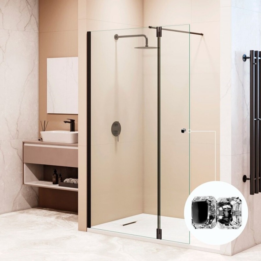 Душевая стенка RGW Walk In WA-054B (WA-010B + Z-072B), 351005433-14, 130 см, стекло прозрачное, профиль черный