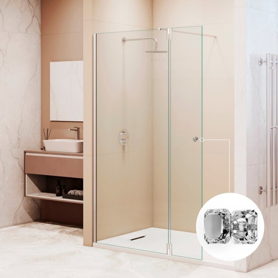 Душевая стенка RGW Walk In WA-054 (WA-010 + Z-072), 351005493-11, 90 см, стекло прозрачное, профиль хром