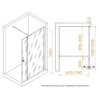 Душевая стенка RGW Walk In WA-054Gb (WA-010Gb + Z-072Gb), 351005493-16, 90 см, стекло прозрачное, профиль золото