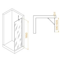 Душевая стенка RGW WA-102B Walk In, 60 см, стекло прозрачное, профиль черный, 351010206-14