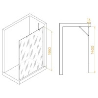 Душевая стенка RGW WA-110B Walk In, 140 см, стекло прозрачное, профиль черный, 351011014-14
