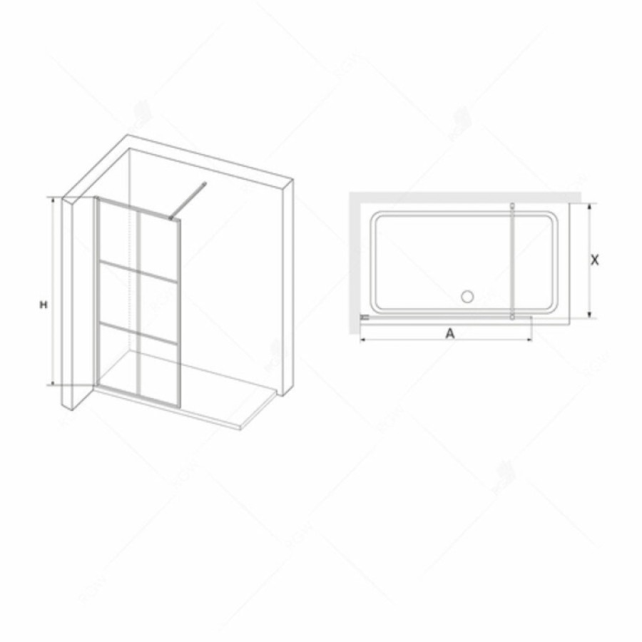 Душевая стенка RGW WA-011B Walk In, 110 см, стекло прозрачное, профиль черный, 35101111-84