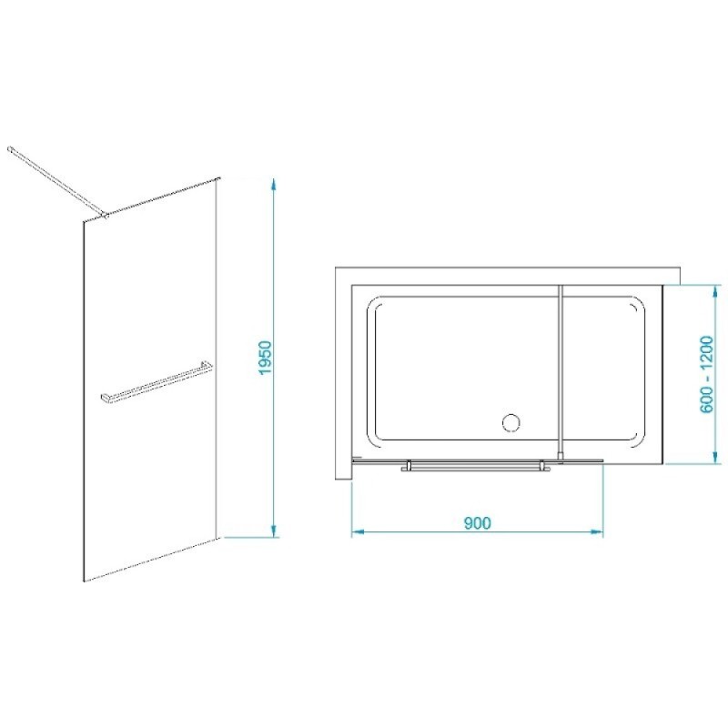 Душевая стенка RGW WA-041B Walk In, 90 см, стекло прозрачное, профиль черный, 35104009-14