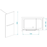 Душевая стенка RGW WA-041B Walk In, 100 см, стекло прозрачное, профиль черный, 35104010-14