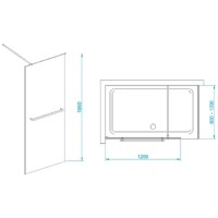 Душевая стенка RGW WA-041B Walk In, 120 см, стекло прозрачное, профиль черный, 35104012-14