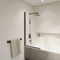 Шторка на ванну RGW SC-009B, 80 x 150 см, стекло прозрачное, профиль черный, 351100908-14