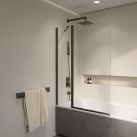 Шторка на ванну RGW SC-011B, 120 x 140 см, стекло прозрачное, профиль черный, 351101112-14