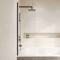 Шторка на ванну RGW SC-056-8B, 50 x 150 см, стекло прозрачное, профиль черный, 35110562850-14