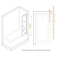 Шторка на ванну RGW SC-056, 40 x 150 см, стекло прозрачное, профиль хром, 351105640-11