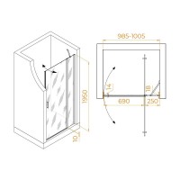 Душевая дверь RGW LE-004 351200410-11, 100 см, стекло прозрачное, профиль хром