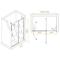 Душевая дверь RGW LE-004Gr 351200413-110, 130 см, стекло прозрачное, профиль серый