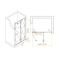 Душевая дверь в нишу RGW Stilvoll SV-004B 353200411-14, 110 см, стекло прозрачное, профиль черный