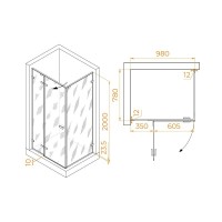 Душевой уголок RGW Stilvoll SV-040, 353204008-21, 100 х 80 см, стекло матовое, профиль хром