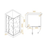 Душевой уголок RGW Stilvoll SV-040-B, 353204009-24, 100 х 90 см, стекло матовое, профиль черный