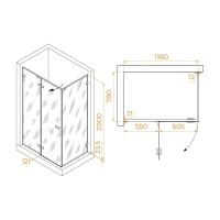 Душевой уголок RGW Stilvoll SV-040-Gr, 353204028-110, 120 х 80 см, стекло прозрачное, профиль серый