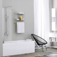 Стеклянная шторка на ванну WasserKraft Leine 35P01-80, распашная, одностворчатая