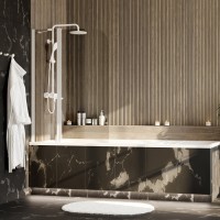 Стеклянная шторка на ванну WasserKraft Leine 35P02-110W Fixed, распашная, двустворчатая, с фиксатором