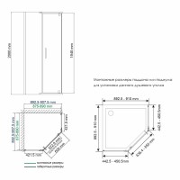 Душевой уголок WasserKRAFT Leine 35P11, 90 х 90 см, пятиугольный, стекло прозрачное, профиль серебристый