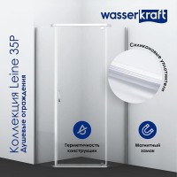 Душевой уголок WasserKRAFT Leine 35P38, 100 х 100 см, стекло прозрачное, профиль хром