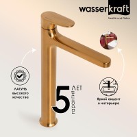 Смеситель для раковины WasserKRAFT Havel, золото матовое, 3603H
