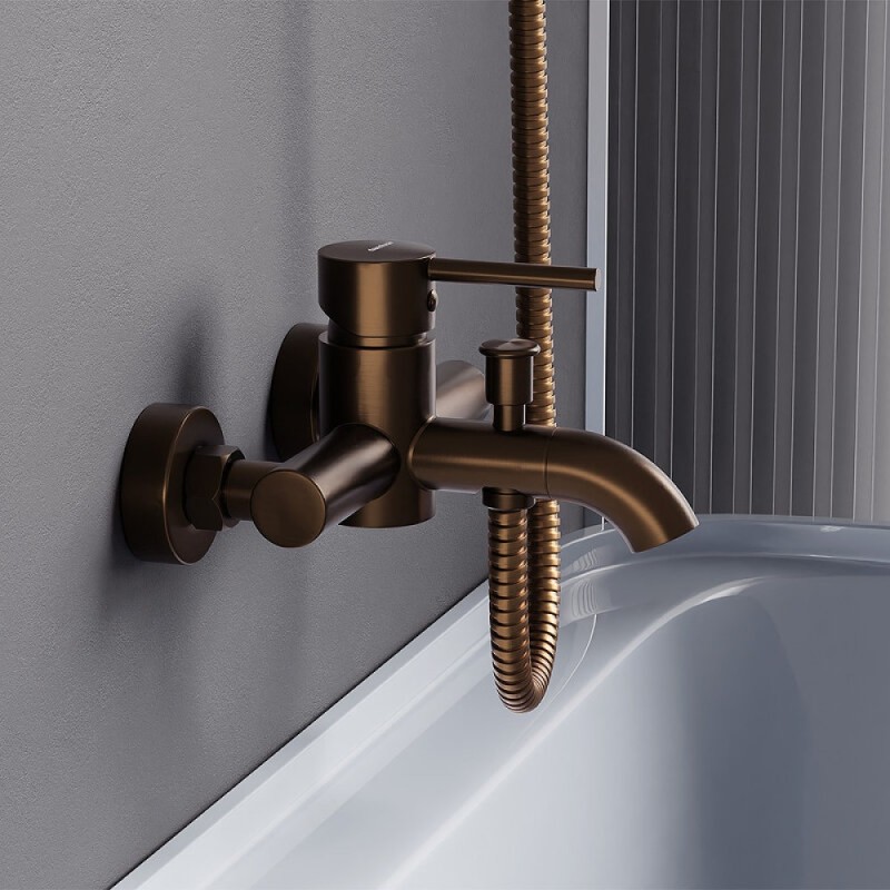 Смеситель для ванны и душа Damixa Scandinavian Pure 361000500, золото розовое