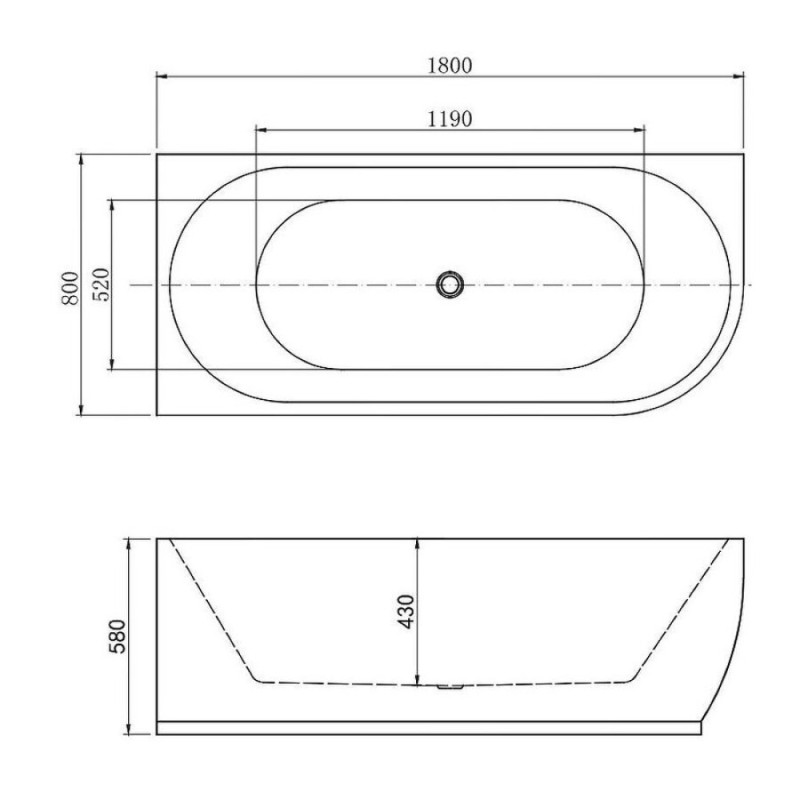 Ванна акриловая Aquanet Family Elegant A 180 x 80 см, белый глянцевый, 260048
