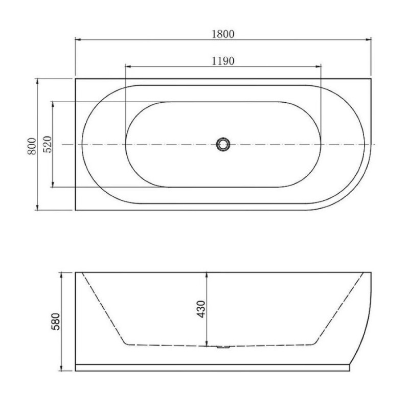 Ванна акриловая Aquanet Family Elegant B 180 x 80 см, правая, белый матовый, 260055