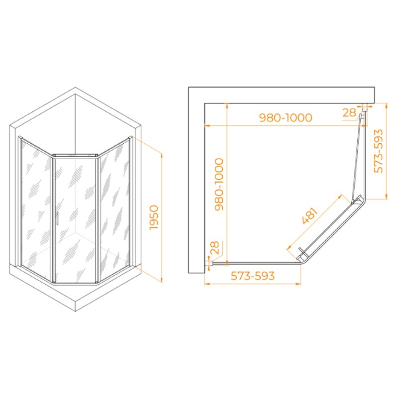 Душевой уголок RGW Passage PA-86-S, 38088600-111, 100 x 100 см, стекла прозрачные, профиль хром сатин