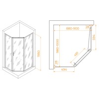 Душевой уголок RGW Passage PA-86-S, 38088690-111, 90 x 100 см, стекла прозрачные, профиль хром сатин