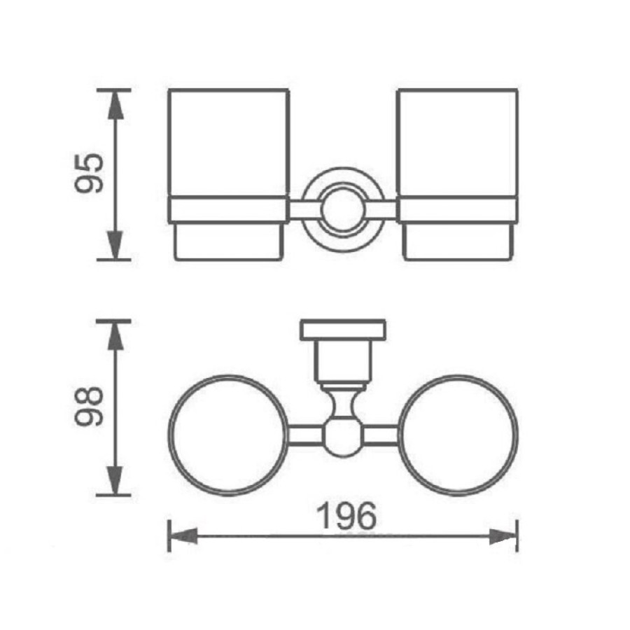 Стакан для щеток с держателем Aquanet 3884D, двойной, бронза (189266)
