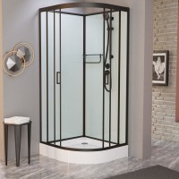 Душевая кабина Frank F400 Black без крыши, 100 x 100 см, низкий поддон, стекла прозрачные, профиль черный, 400004