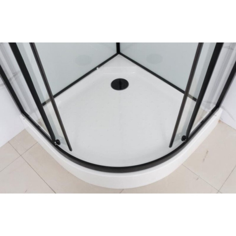 Душевая кабина Frank F400 Black без крыши, 100 x 100 см, низкий поддон, стекла прозрачные, профиль черный, 400004