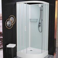 Душевая кабина Frank F400 White без крыши, 100 x 100 см, низкий поддон, стекла прозрачные, профиль белый, 4000404