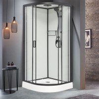 Душевая кабина Frank F400 Black, 100 х 100 см, низкий поддон, стекла прозрачные, профиль черный, 400404